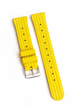 Laden Sie das Bild in den Galerie-Viewer, Kautschuk-Uhrenarmband mit Waffel-Muster, 20mm  &amp; 22mm in Gelb