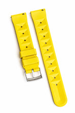 Laden Sie das Bild in den Galerie-Viewer, Rückseite Kautschuk-Uhrenarmband mit Waffel-Muster, 20mm  &amp; 22mm in Gelb