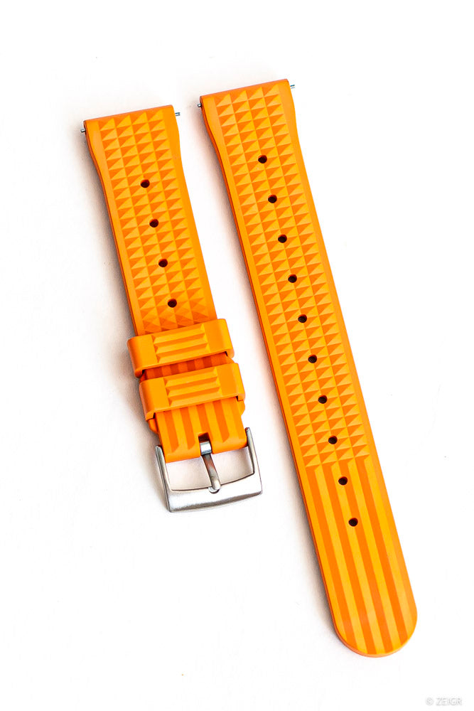 NEU: Kautschukband mit Waffel-Muster | 20mm  & 22mm | Orange | Quick Release - ZEIGR-Shop