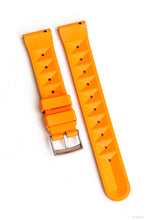 Laden Sie das Bild in den Galerie-Viewer, Kautschuk Uhrenarmband mit Waffel-Muster 20mm  &amp; 22mm Orange 