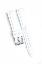 Laden Sie das Bild in den Galerie-Viewer, Kautschuk Uhrenarmband weiß mit Dornschließe 20mm
