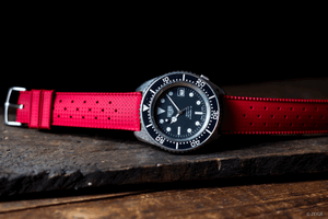 Kautschuk-Uhrenarmband in Rot - "Tropical"-Style (20mm & 22mm) - ZEIGR-Shop