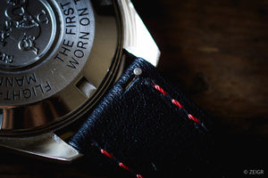 Omega Speedmaster Moonwatch ZEIGR Uhren-Armband Vintage Leder Schwarz 20mm Schnellwechsel-Band