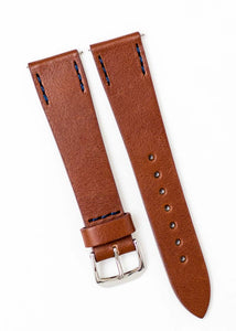 ZEIGR-Uhrenarmband Vintage-Stil Leder Braun mit dunkelblauer